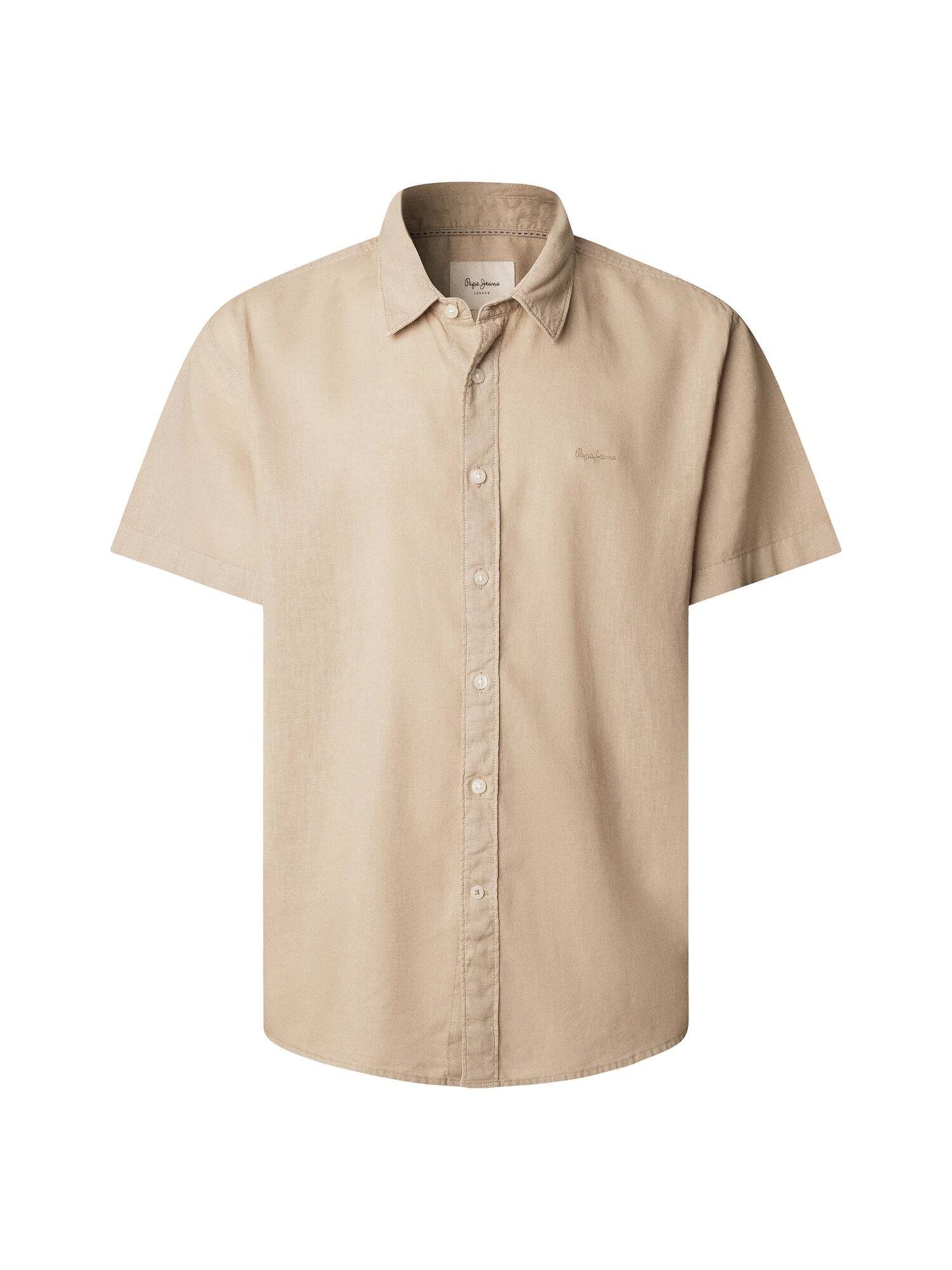 Pepe Jeans Regular fit Button Up Shirt 'Percy' in Beige: front