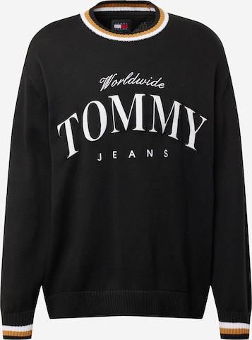 melns Tommy Jeans Džemperis 'VARSITY': no priekšpuses