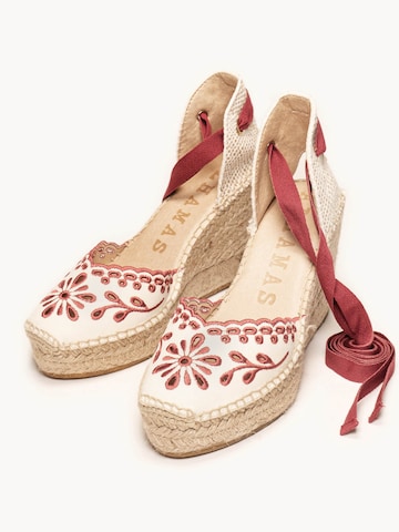 Alhamas Sandal 'Alpargata Cuña 10 cm' in Red