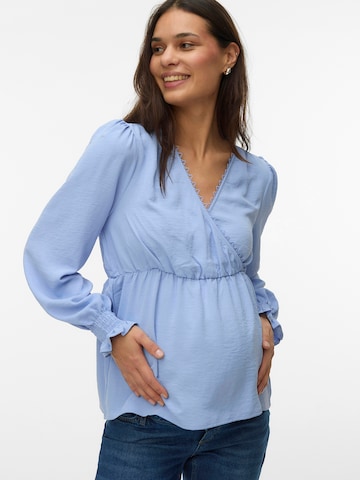 Vero Moda Maternity Blouse 'VMMALVA' in Blauw: voorkant