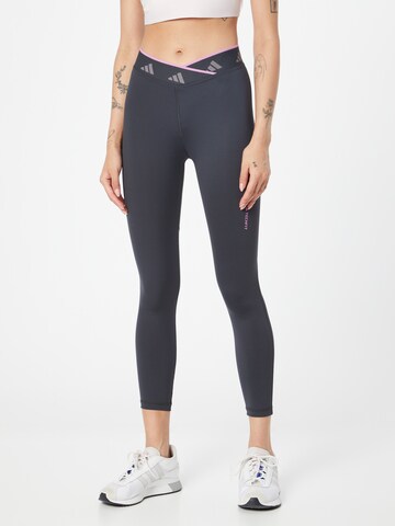 Skinny Pantalon de sport 'Techfit V-Shaped Elastic' ADIDAS PERFORMANCE en gris : devant