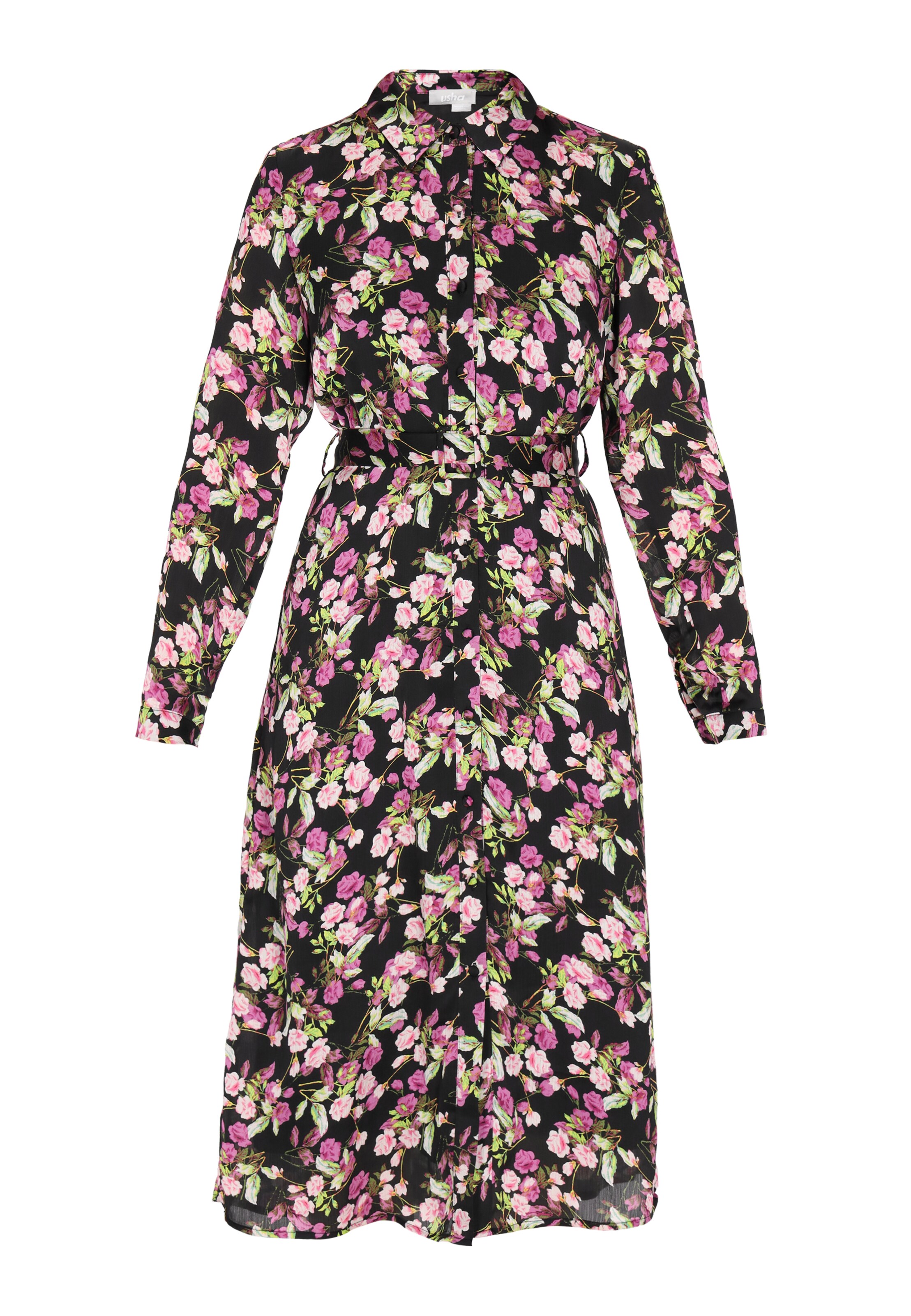 UshaKošulja haljina 'Fashion Look' - crna boja: prednji dio