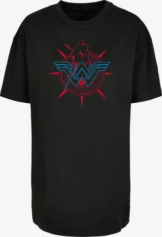 F4NT4STIC Oversized shirt 'DC Comics Wonder Woman Warrior Shield' in Zwart: voorkant
