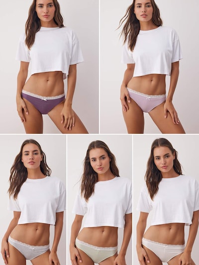 Trendyol Figi 'Briefs' w rozmiarze S w kolorze nakrapiany szary / pastelowy zielony / fioletowy / pastelowy fiolet / białym, Podgląd produktu