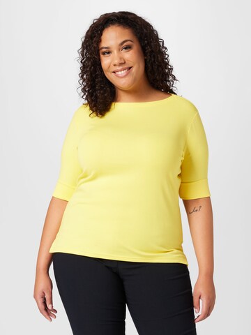 Lauren Ralph Lauren Plus T-shirt 'JUDY' i gul: framsida