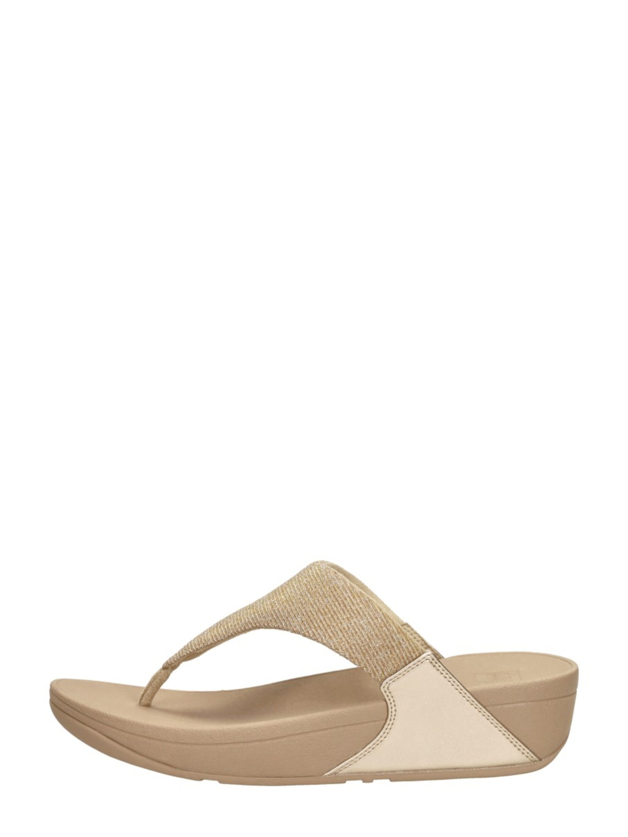 FitFlop Slipper 'Lulu Shimmerlux Toe - Post Sandals' in Beige: front