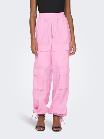 Effilé Pantalon cargo ONLY en rose : devant