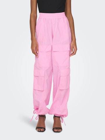 ONLY Tapered Cargobroek in Roze: voorkant