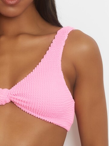 Moda Minx Triangle Bikini Top 'Scrunch Knot' in Pink