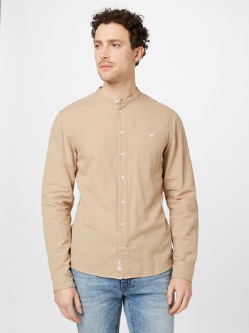 BLEND - Ajuste estrecho Camisa en beige: frente