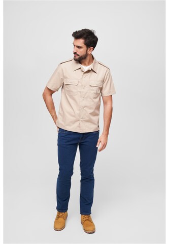Brandit Regular fit Button Up Shirt in Beige