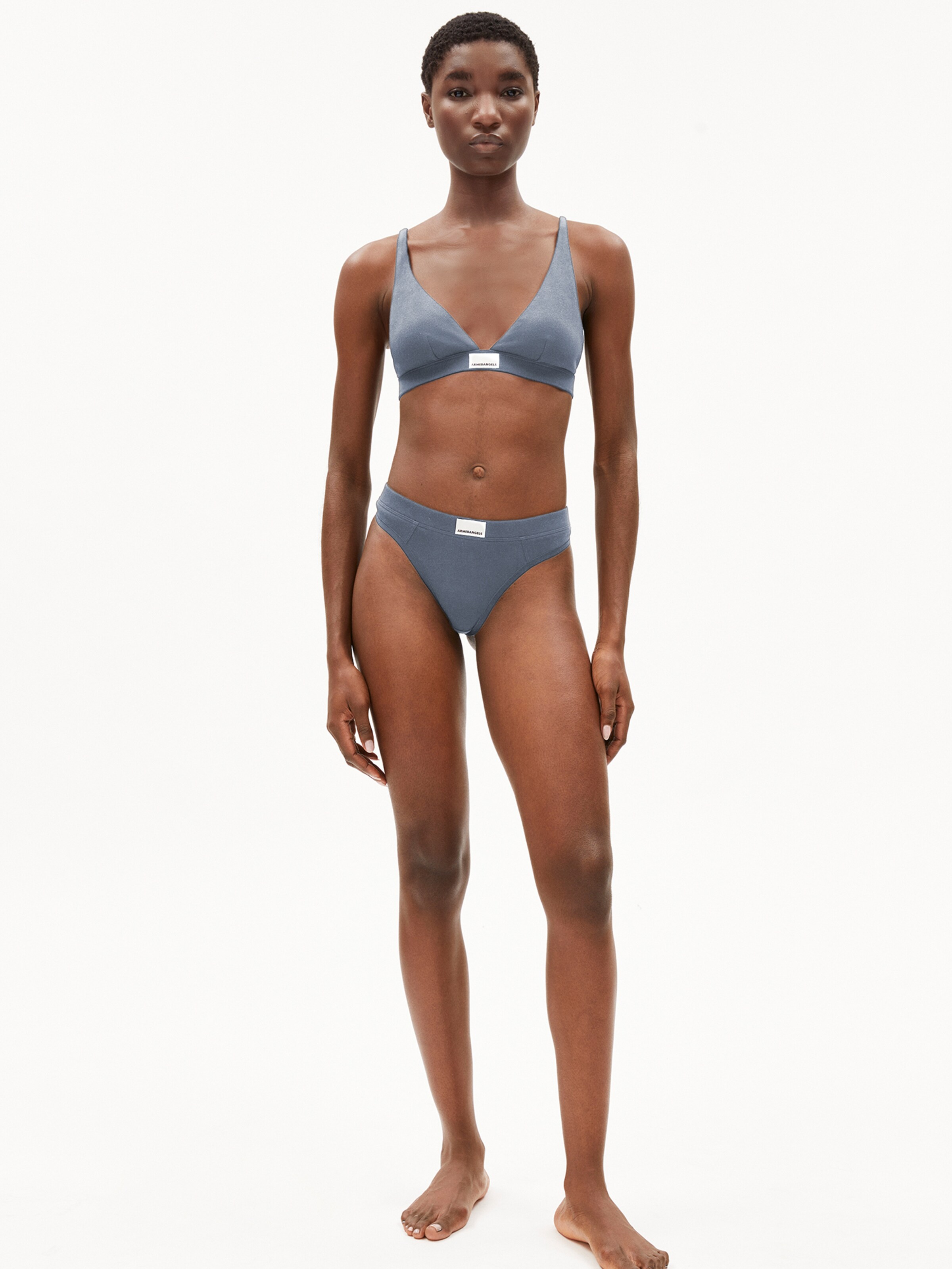 ARMEDANGELS Bustier BH ' OSILAARI RIB ' in Blauw: voorkant