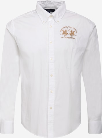 La Martina Slim fit Button Up Shirt in White: front