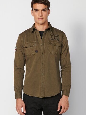 KOROSHI Regular fit Overhemd in Groen: voorkant