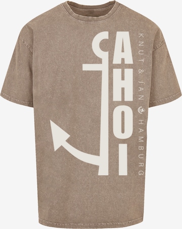 T-Shirt 'Ahoi Anker Knut & Jan Hamburg' F4NT4STIC en beige : devant
