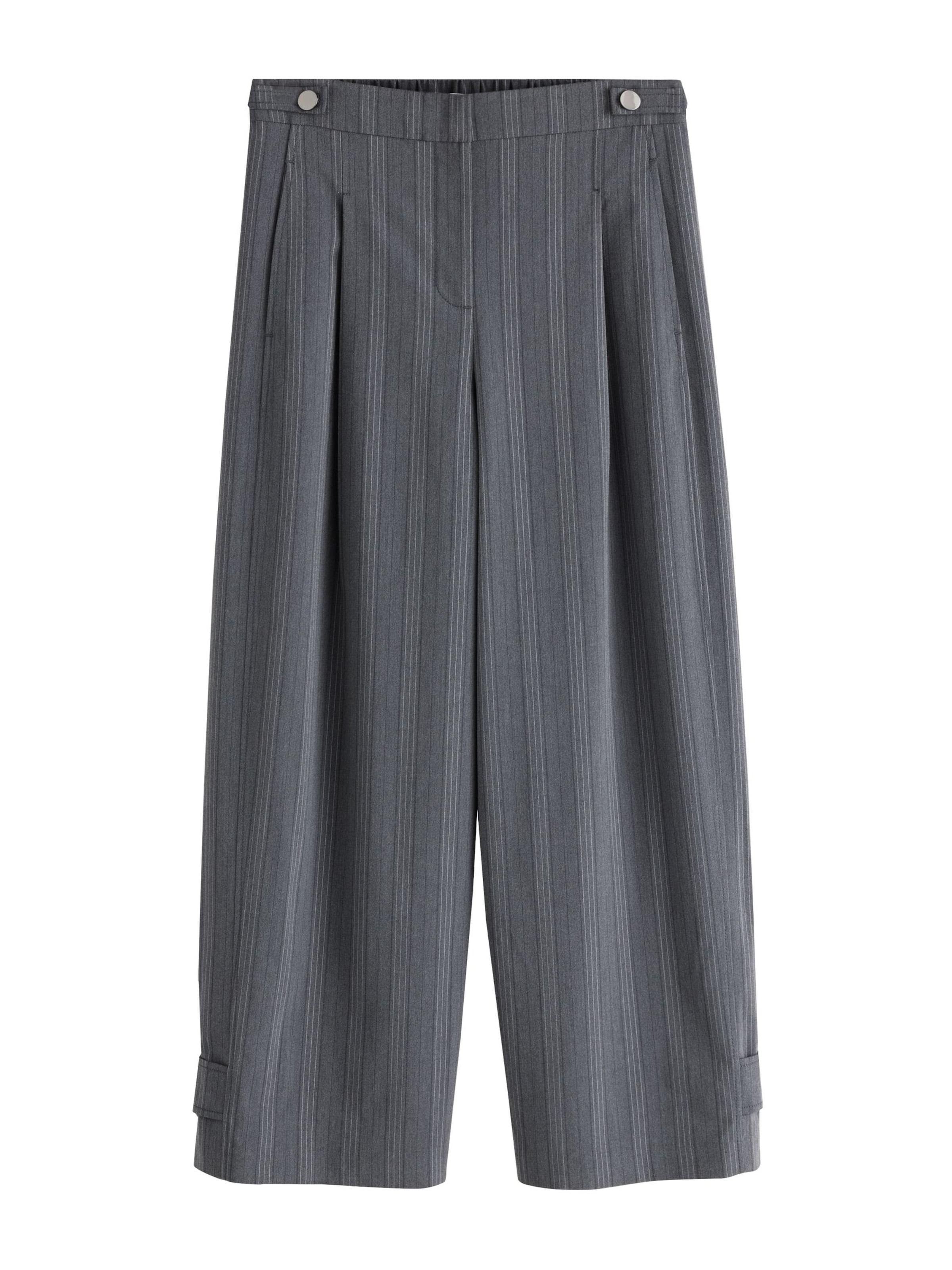 Next Bandplooibroek in 38/Extra Long Tall in de kleur Antraciet / Zwart / Wit, Productweergave