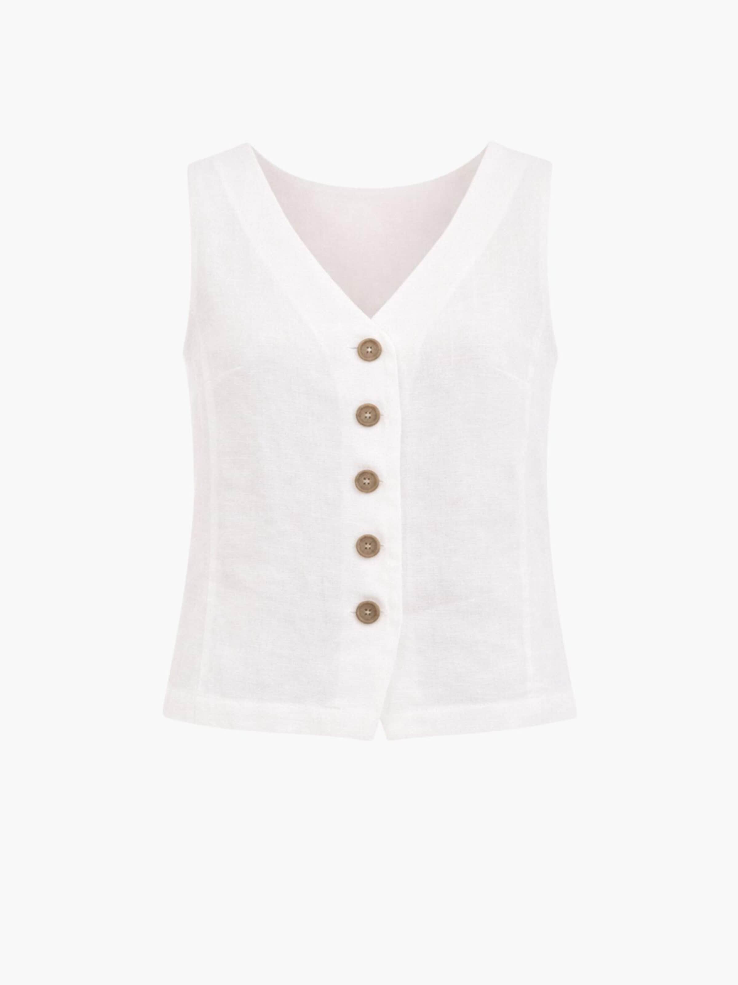 AmourLinen Bodywarmer 'Greta' in Wit: voorkant