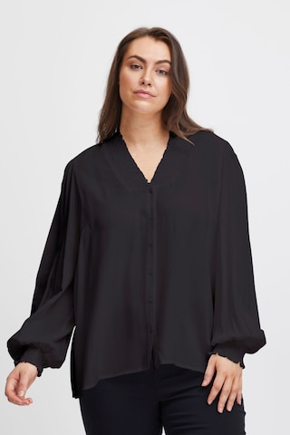 Fransa Curve Blouse 'Amber' in Black: front