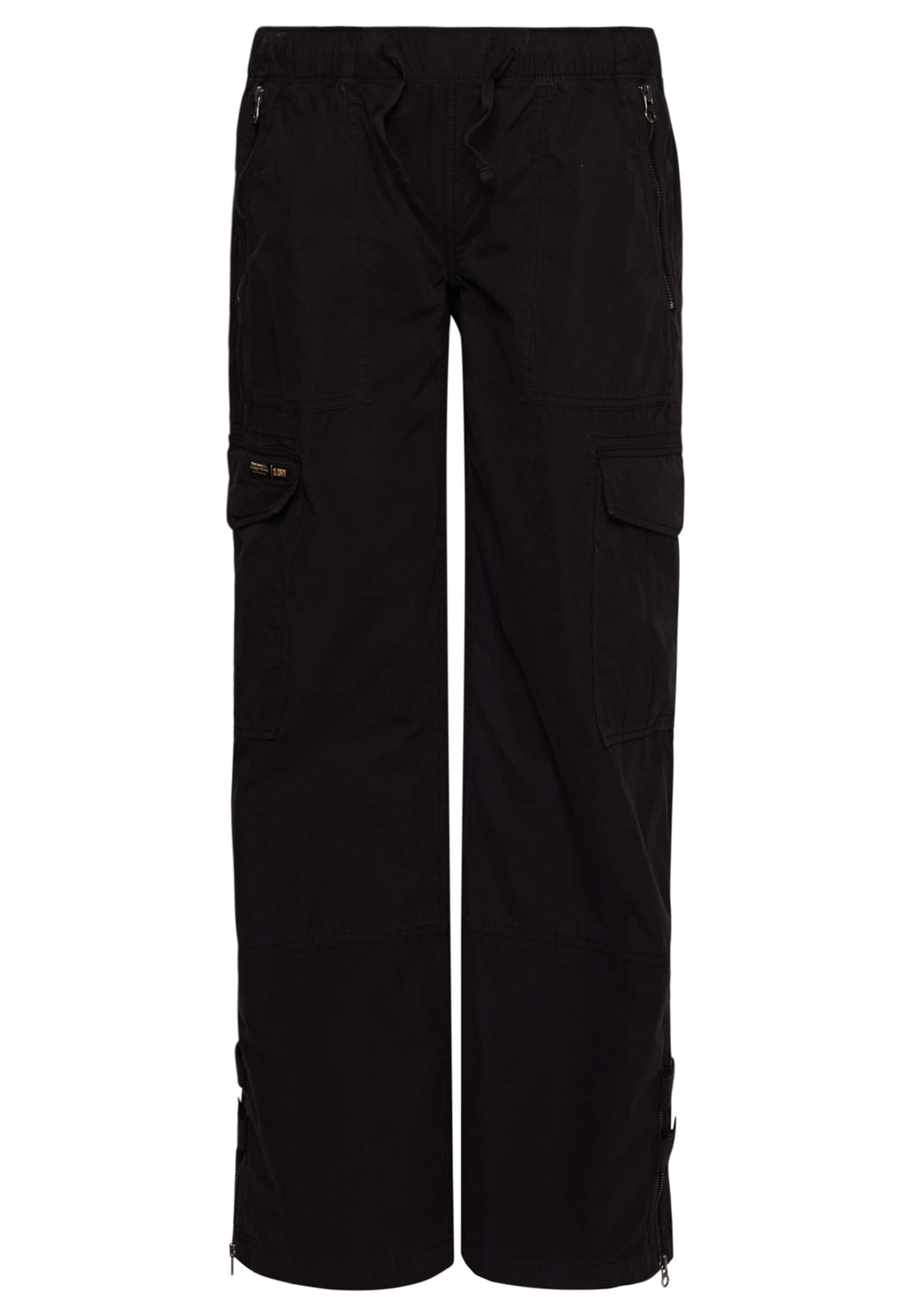Wide Leg Pantalon cargo Superdry en noir : devant