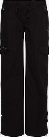 Superdry Wide leg Cargo Pants in Black: front