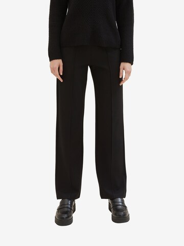 Loosefit Pantalon à plis TOM TAILOR en noir : devant