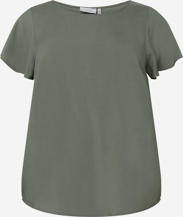 Fransa Curve Blouse 'SOFTY' in Groen: voorkant