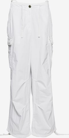 Superdry Wide leg Cargo Pants in White: front