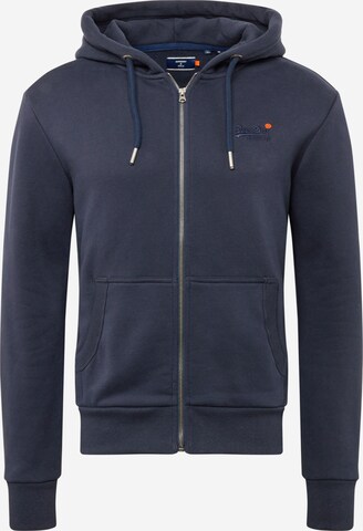 Superdry Zip-Up Hoodie in Blue: front