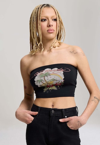 Ed Hardy Top 'Paradise' in Schwarz: Vorderseite