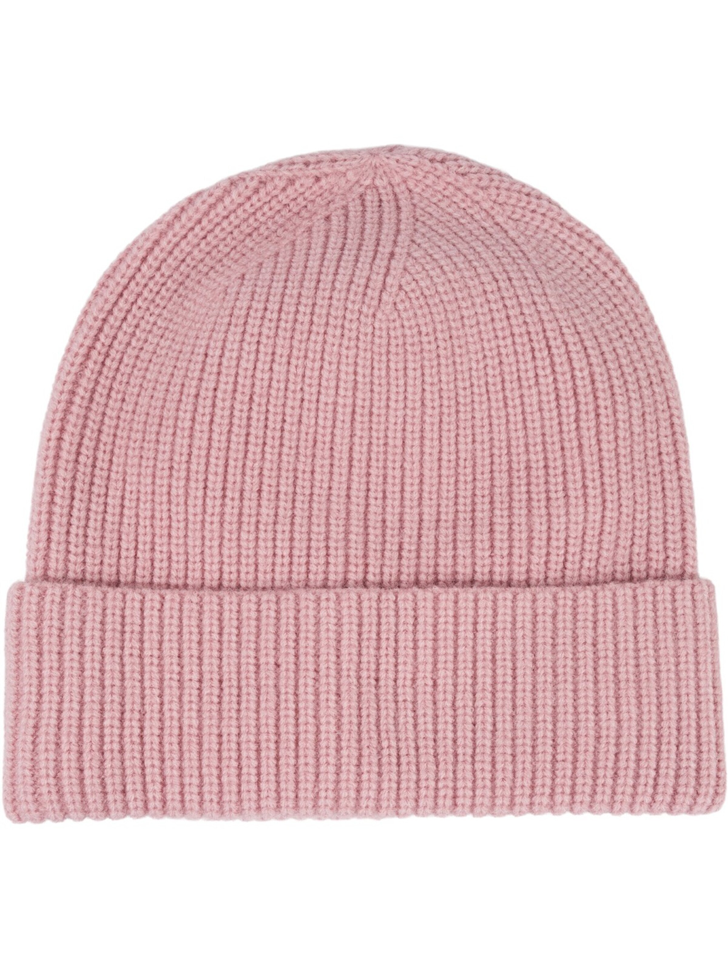 styleBREAKER Mütze 'Feinstrick Beanie Mütze mit Krempe'‌‌ in Pink: Vorderseite