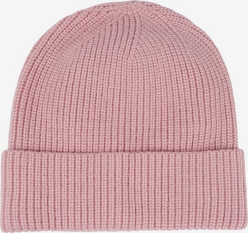 styleBREAKER Mütze 'Feinstrick Beanie Mütze mit Krempe' in Pink: Vorderseite