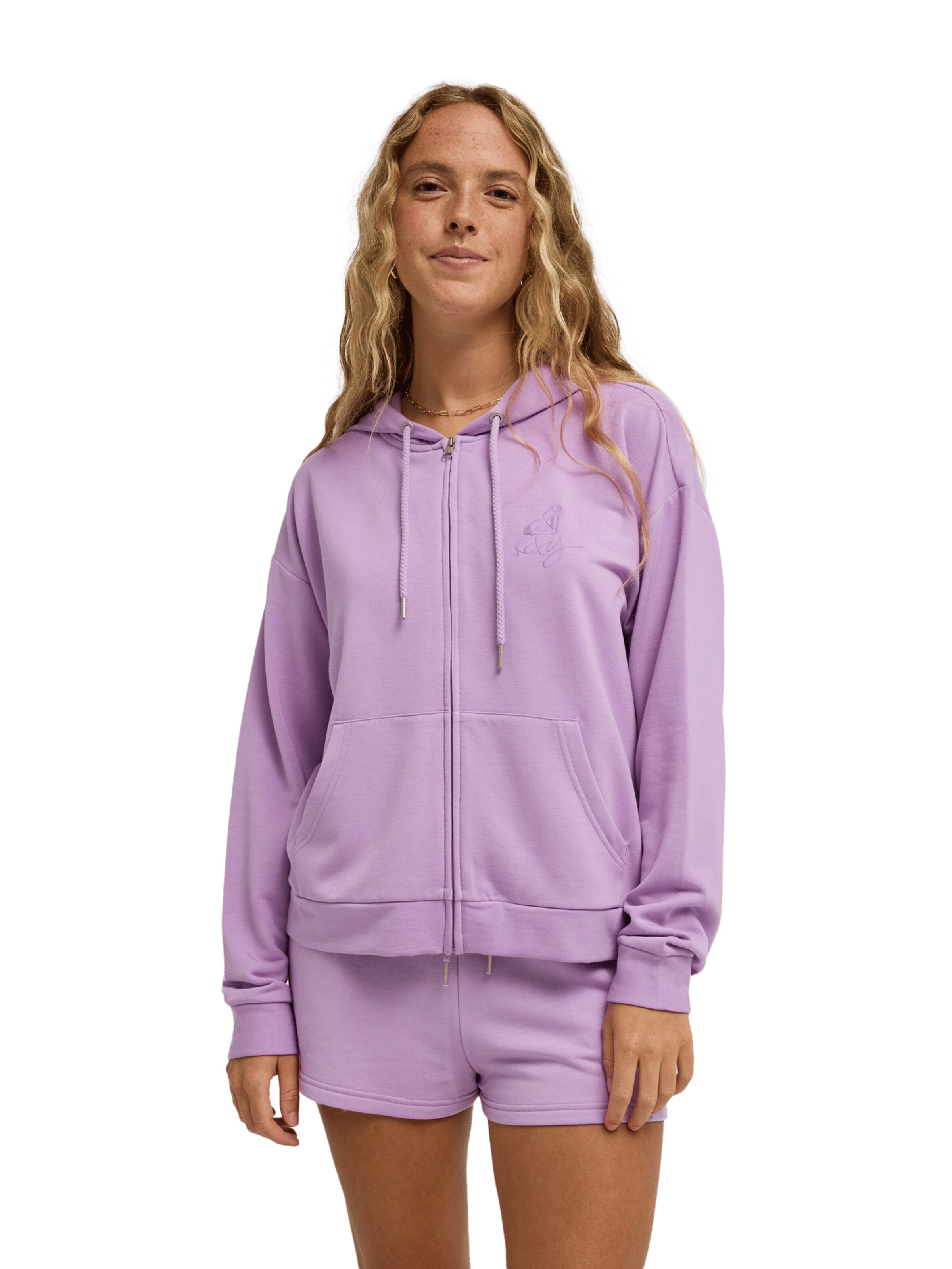 ROXY Zip-Up Hoodie 'Surfing By Daylight' in Purple: front