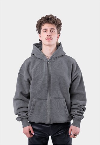 Prohibited Zip-Up Hoodie in Grey: front