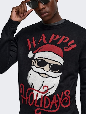 Only & Sons Trui 'ONSX-Mas' in Zwart