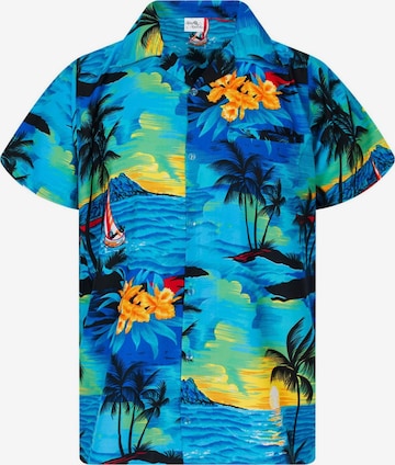 King Kameha Shirt 'Surf' in Blue: front