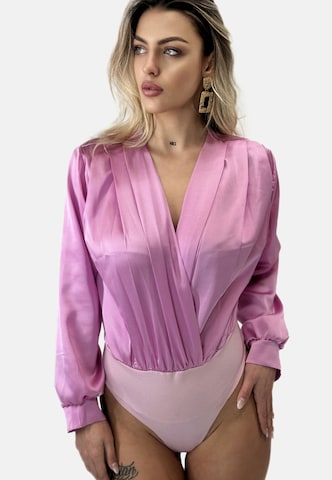 Elara Blouse bodysuit in Pink: front