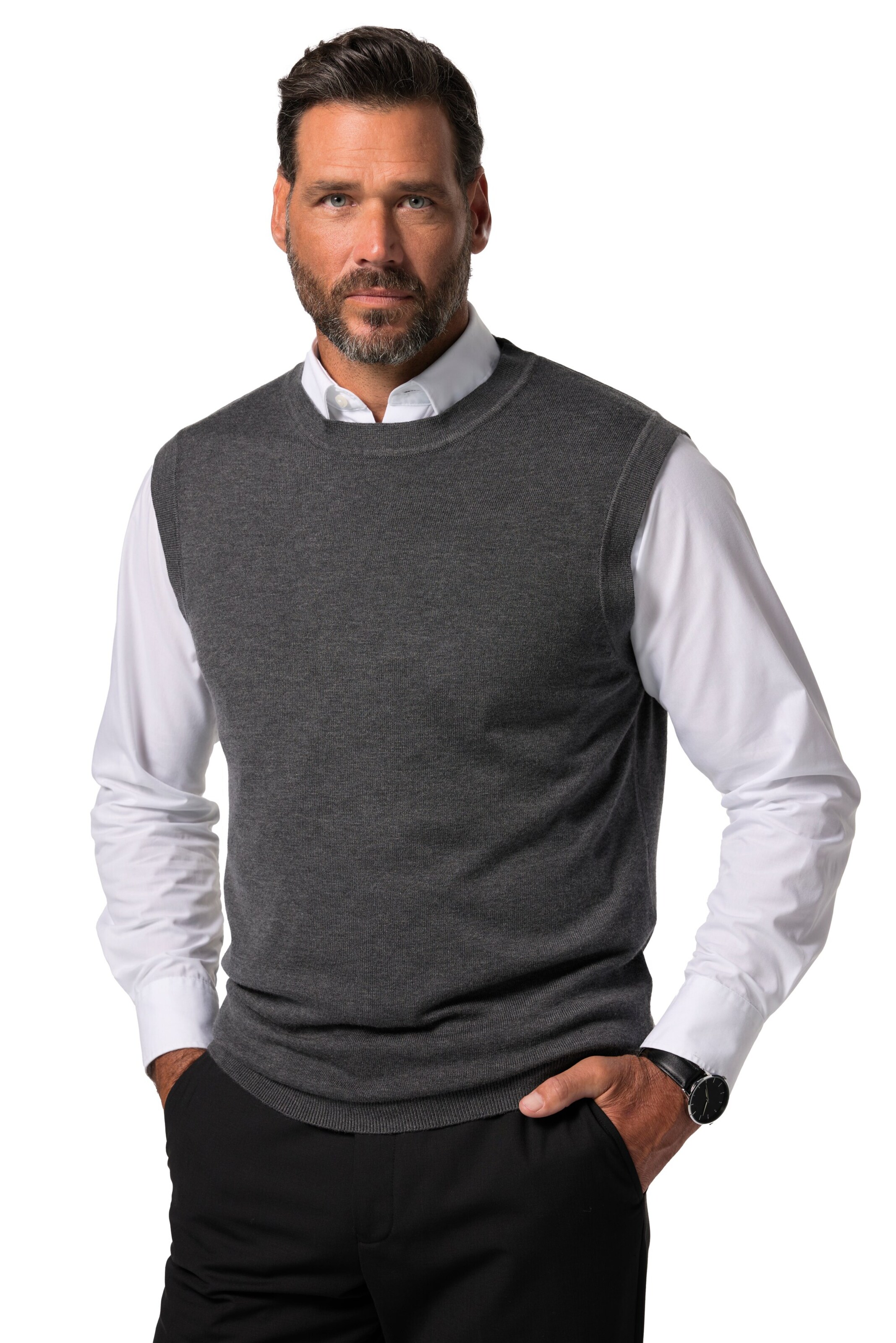 JP1880 Pullover in Grau: Vorderseite