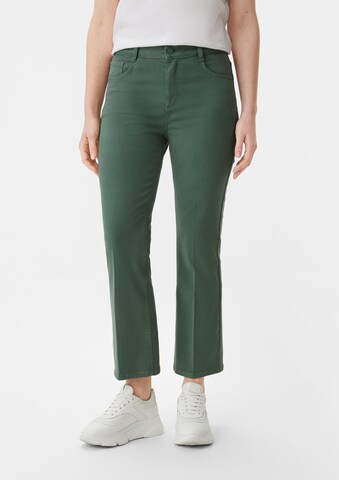 comma casual identity Flared Pleated Pants in Green: front