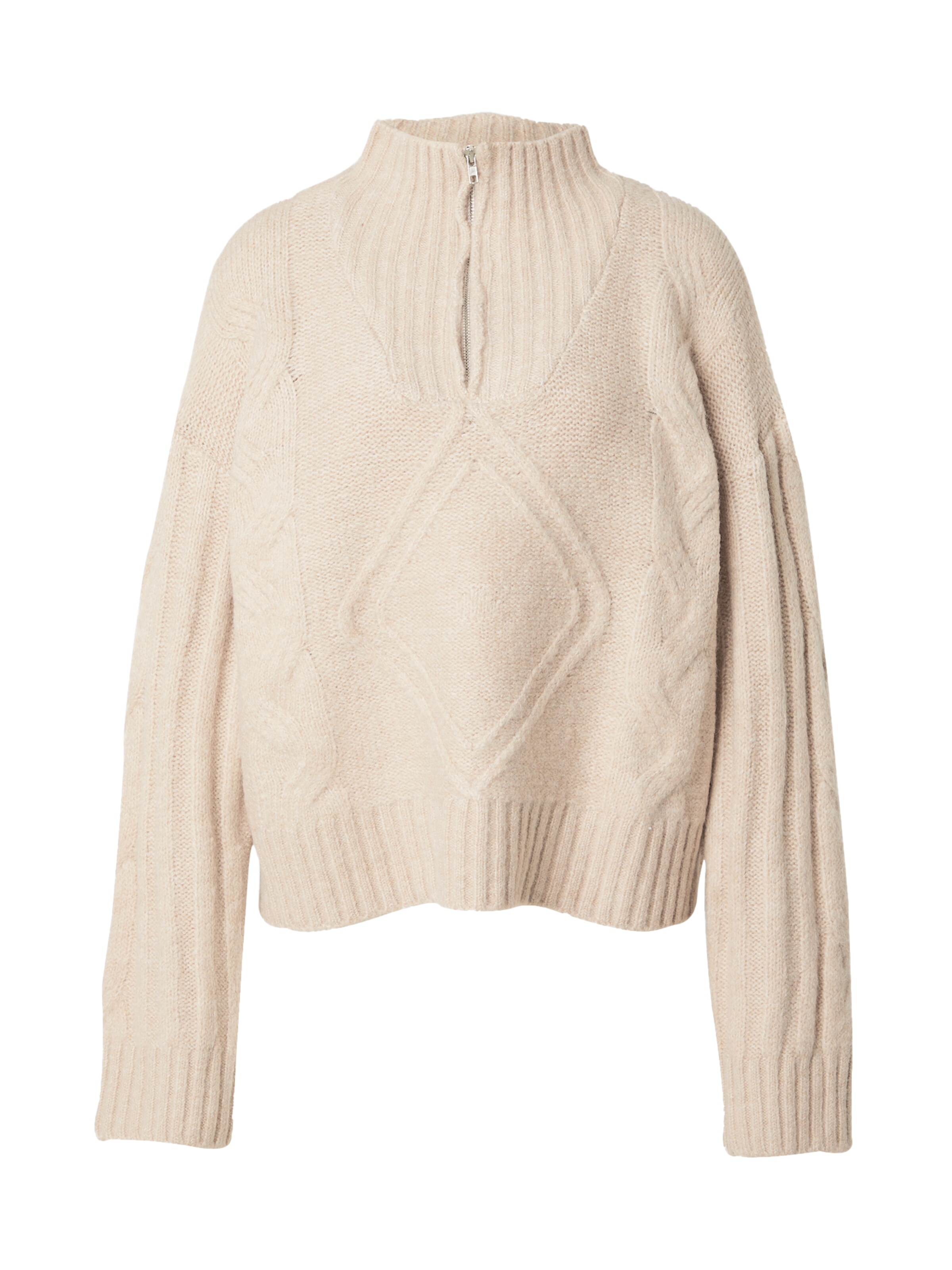 Warehouse Pullover 'Cable Funnel' i beige: forside