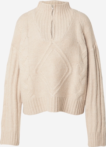 Warehouse Sweater 'Cable Funnel' in Beige: front