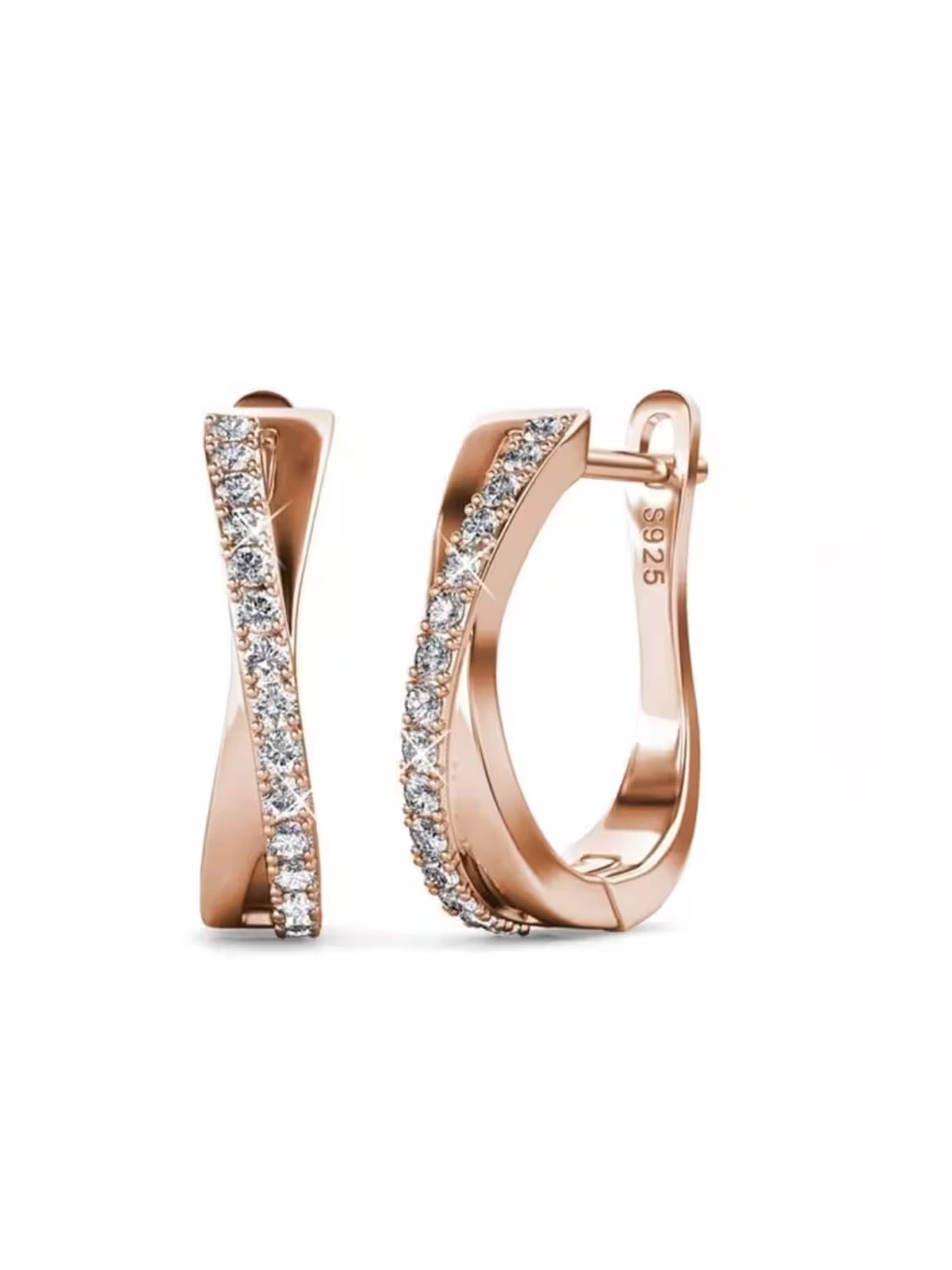 ROUGEMONT Jewellery Earrings 'Funkelnde Creolen Ohrringe 925 sterling Silber' in Gold: front