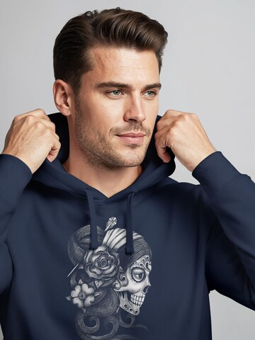 Neverless Sweatshirt 'la Catrina Skull' in Blue