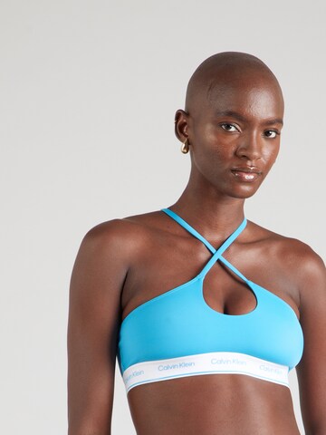 Calvin Klein Swimwear Õlapaelteta topp Bikiinitopp, värv sinine: eest vaates