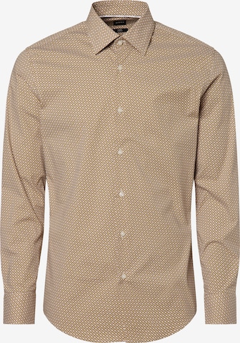 BOSS Black Button Up Shirt in Brown: front