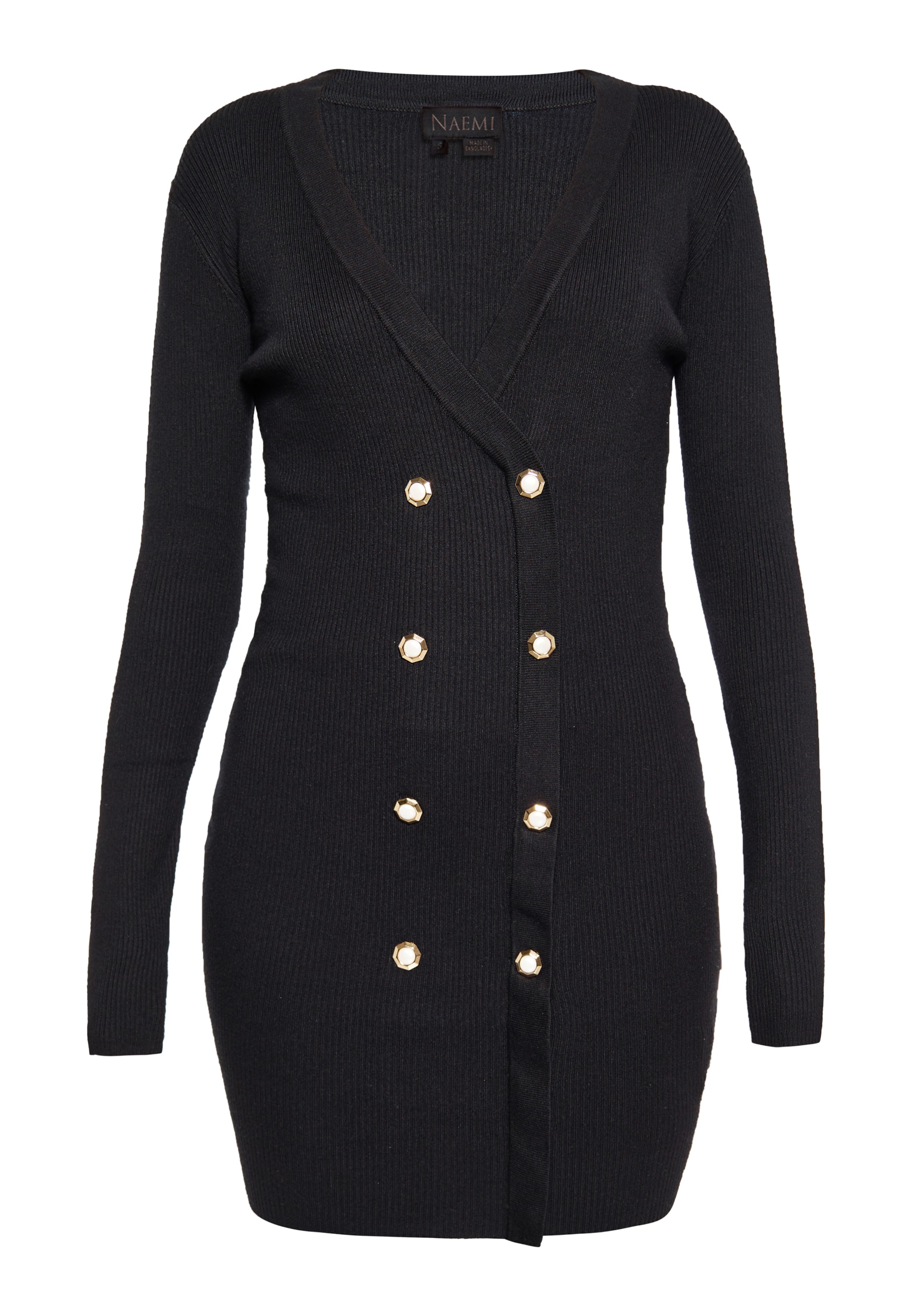 NAEMI - Vestido de malha em preto: frente