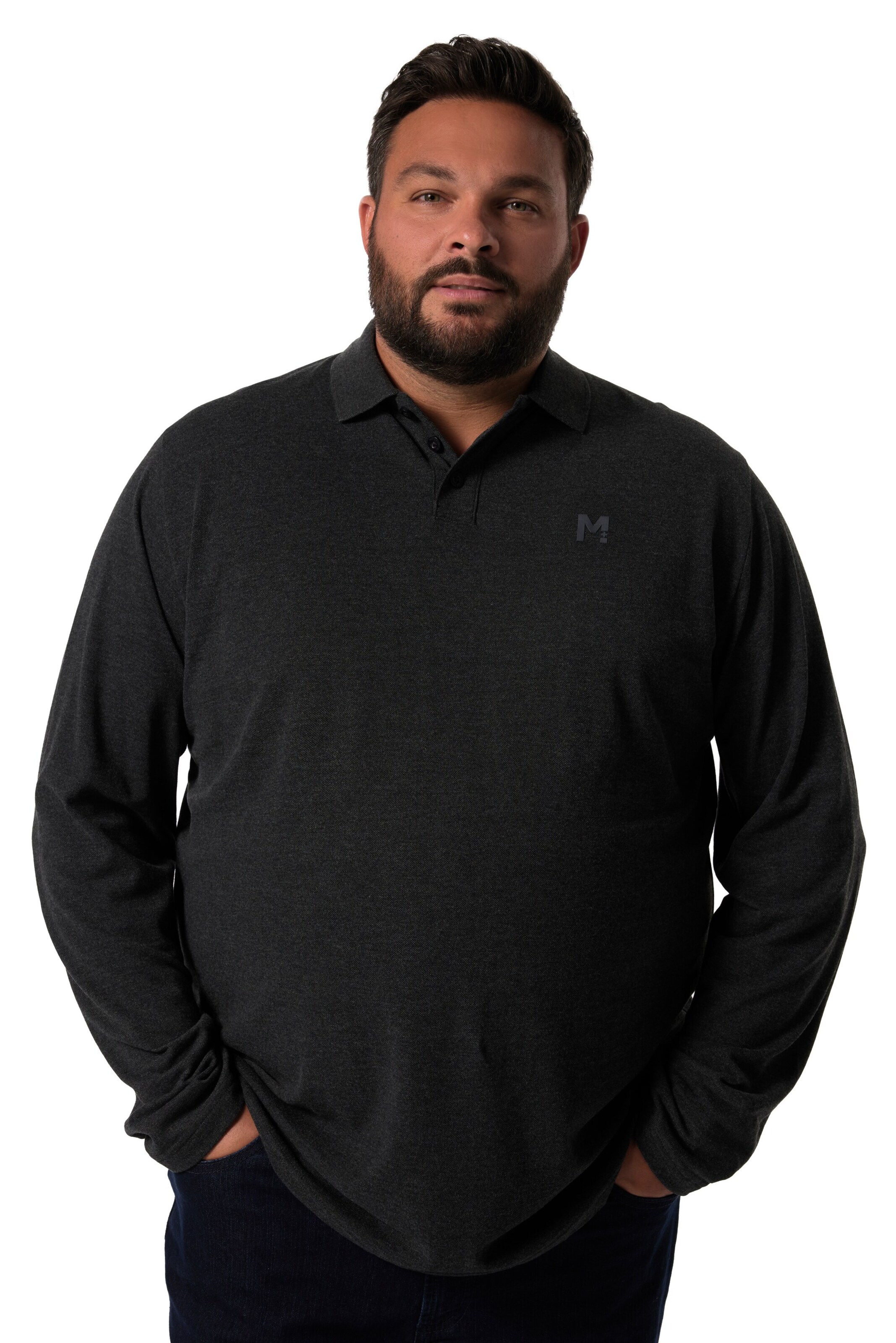 Men Plus Shirt in Black: front