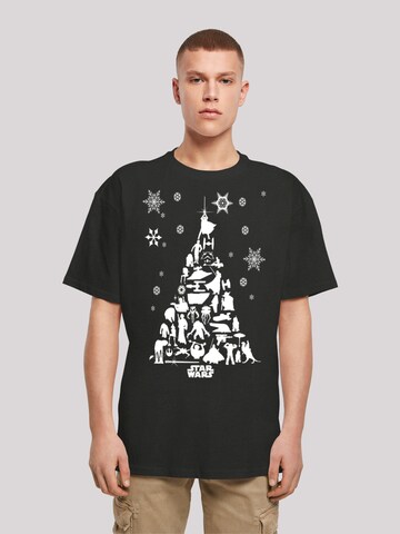 F4NT4STIC Shirt 'Star Wars Christmas Tree' in Zwart: voorkant