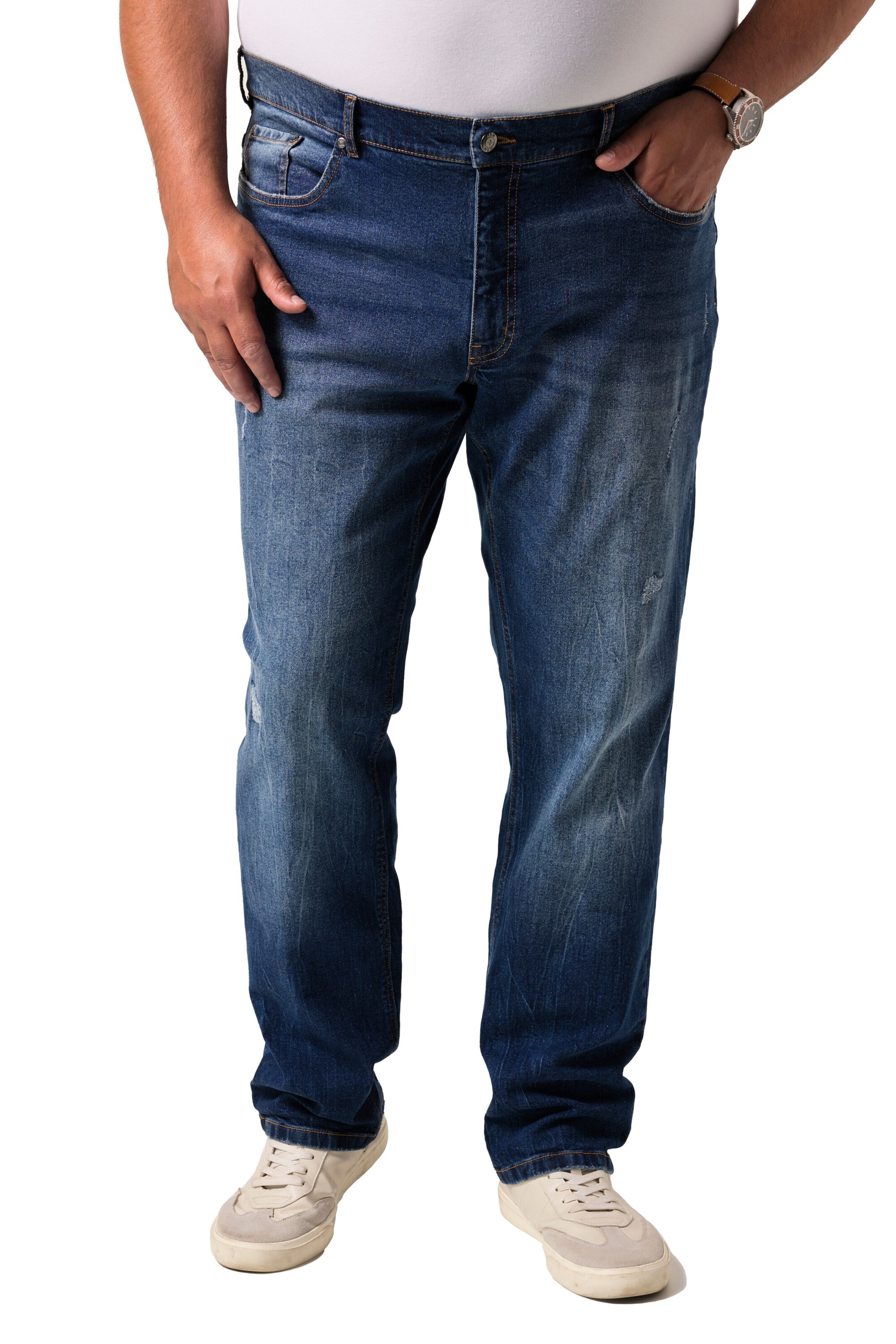 Men Plus Regular Jeans in Blauw: voorkant