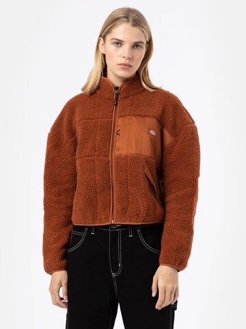 DICKIES Fleece jas 'Red Chute' in Bruin: voorkant