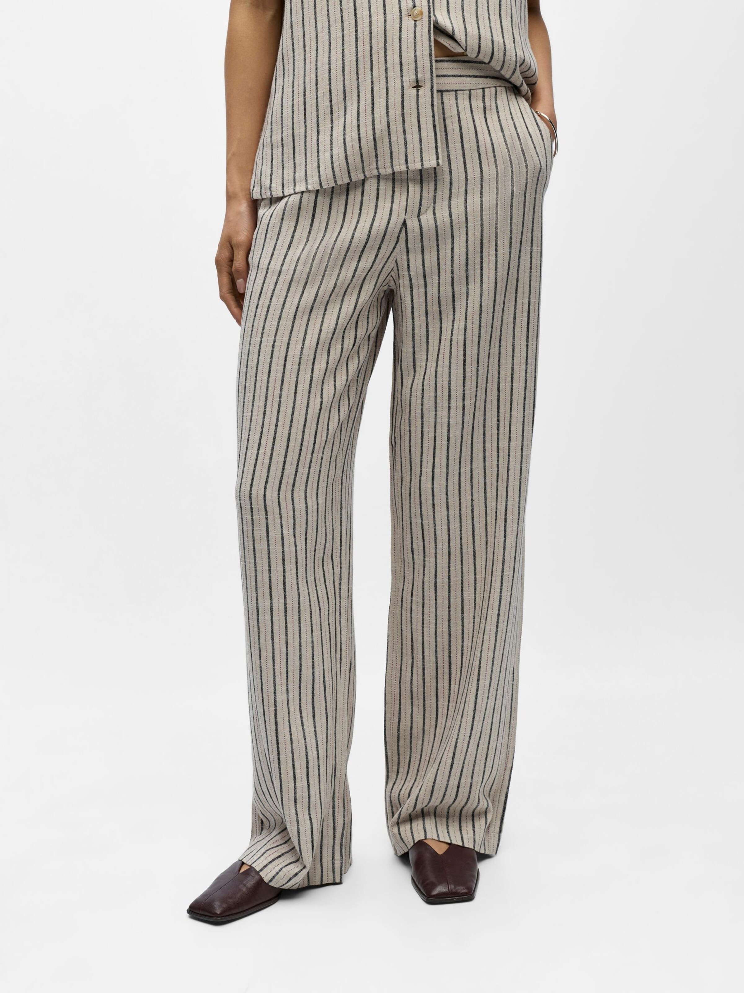 OBJECT Regular Pants 'OBJSanne Aline' in Beige